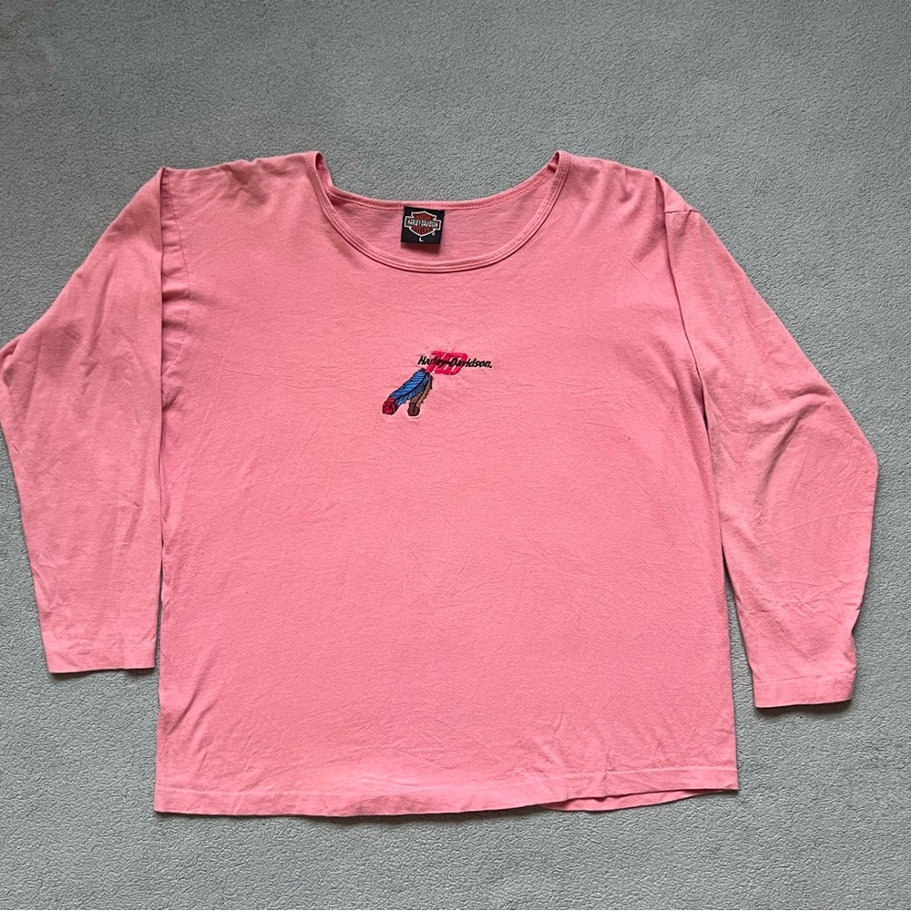 Vintage Y2K Harley Davidson Womens Long Sleeve Cut Off Shirt Size-Larg